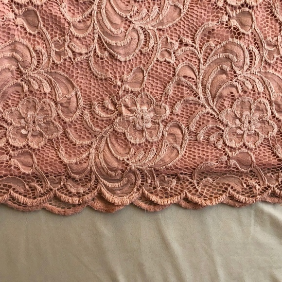 Ambiance Stretchy Coral Crochet Mini Skirt - Picture 4 of 5